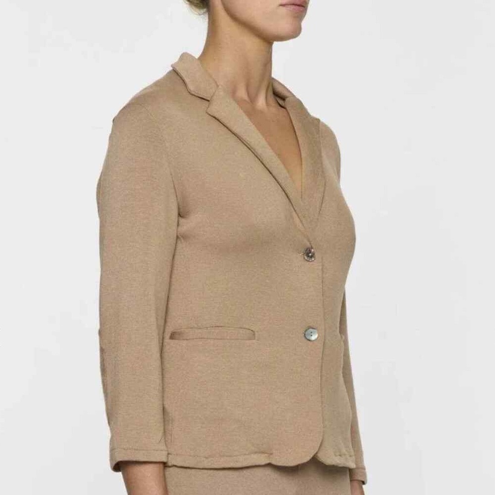 Bleusalt Camel Modal Jersey Schoolboy Blazer Cardigan